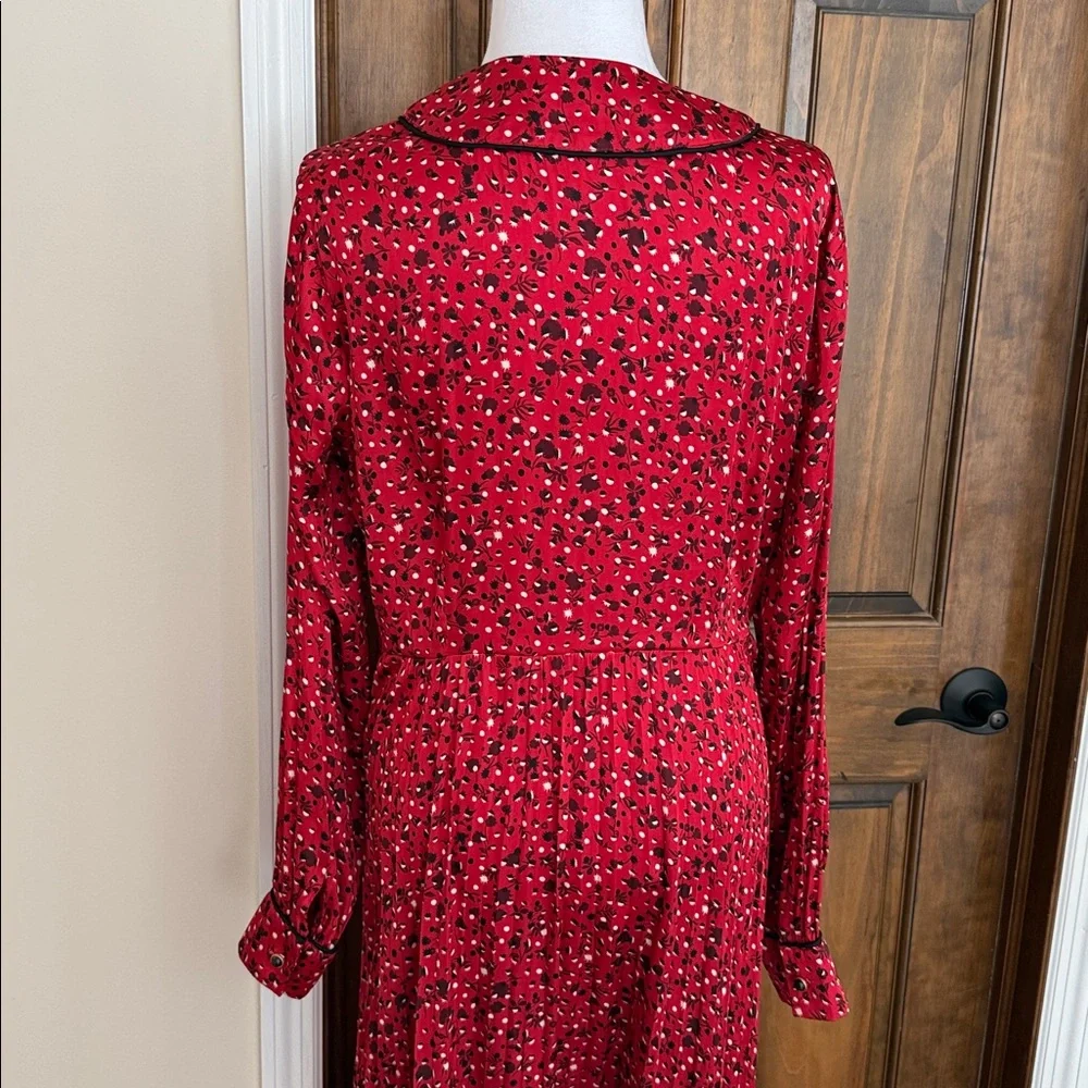 Scotch & Soda Anthropologie Rouge Red Floral Print pleated maxi Dress NWT $220
